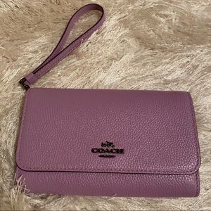 Coach Phone Pebble Leather Wristlet Clutch